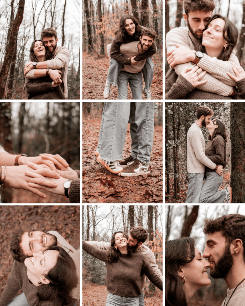 Reportage photo d'un couple complice photographié dans la forêt en Vendée.