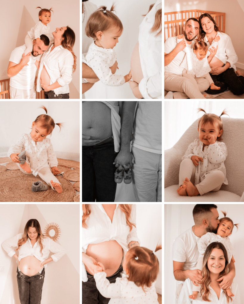 Séance photo grossesse en famille à domicile en Vendée