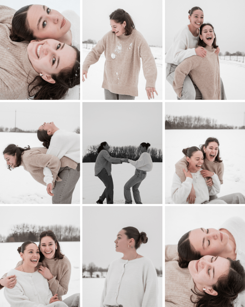 Deux sœurs complices photographiées dans la neige en Vendée